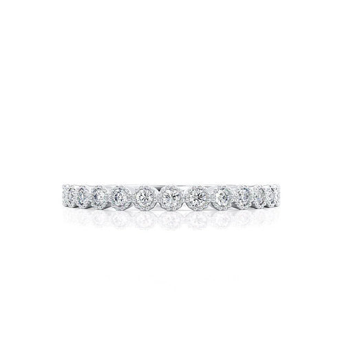 0.14 CT Round Shaped Moissanite Milgrain Style Wedding Band Mapple Gems
