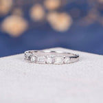 Load image into Gallery viewer, Round &amp; Baguette Cut Half Eternity Wedding Band Mapple Gems
