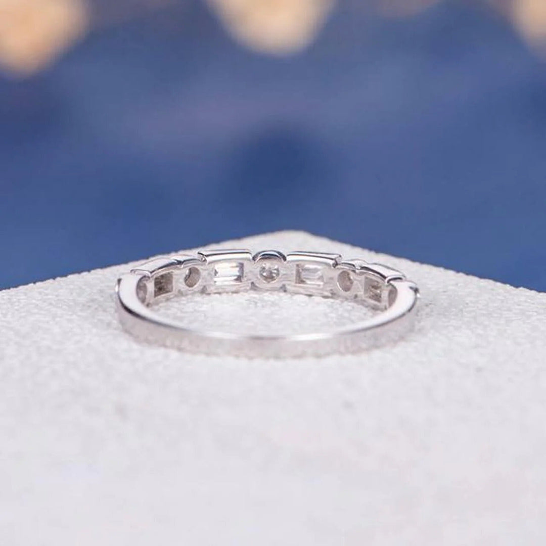 Round & Baguette Cut Half Eternity Wedding Band Mapple Gems