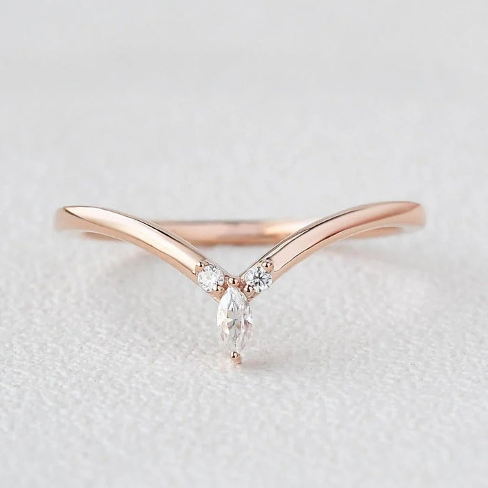 0.10CTW Round & Marquise Cut Curved Stacking Moissanite Wedding Band Mapple Gems