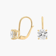 Round Cut Moissanite Dangle Drop Earrings – 4 Prong Solitaire Ear Wire Wedding Earrings for Women | Diamond Alternative Jewelry | Mapple Gems