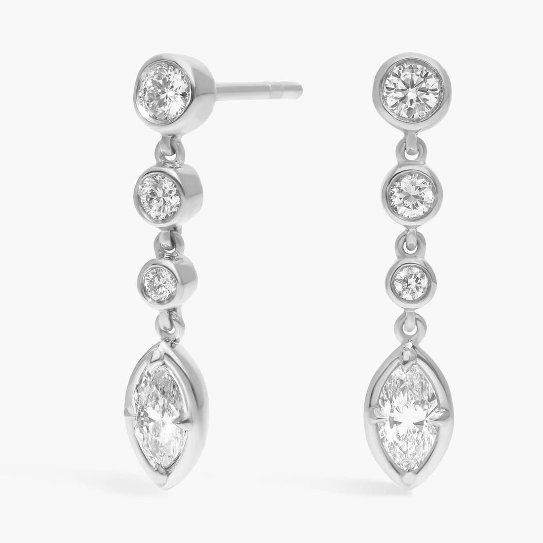 Marquise Cut Moissanite Bezel Station Drop Earrings - hero