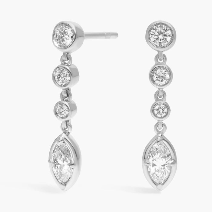 Marquise Cut Moissanite Bezel Station Drop Earrings - hero