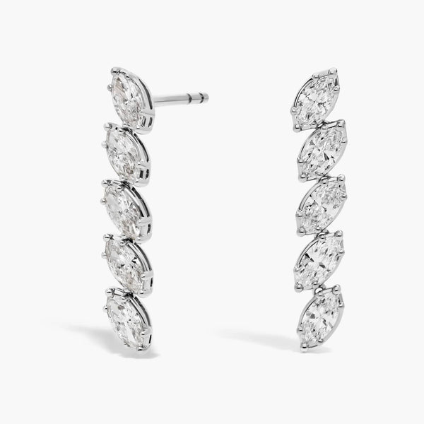Marquise Cut Moissanite Five Drop Earrings