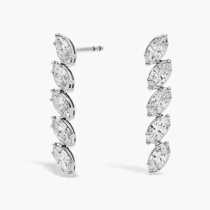 Marquise Cut Moissanite Five Drop Earrings - hero
