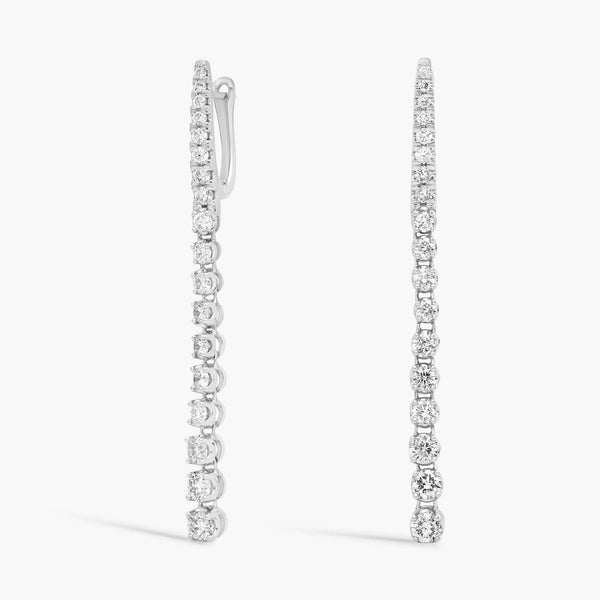 Round Cut Moissanite Graduated Drop Earrings