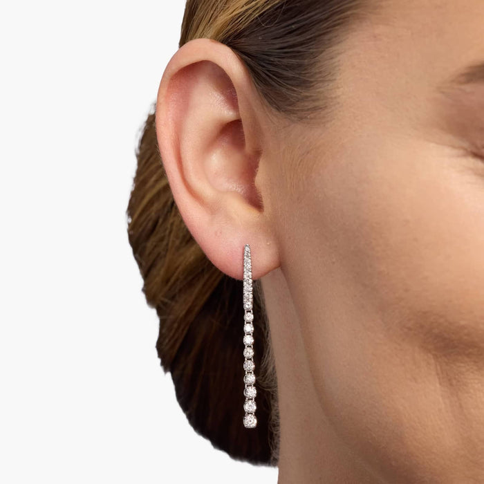 Round Cut Moissanite Graduated Drop Earrings - view 2