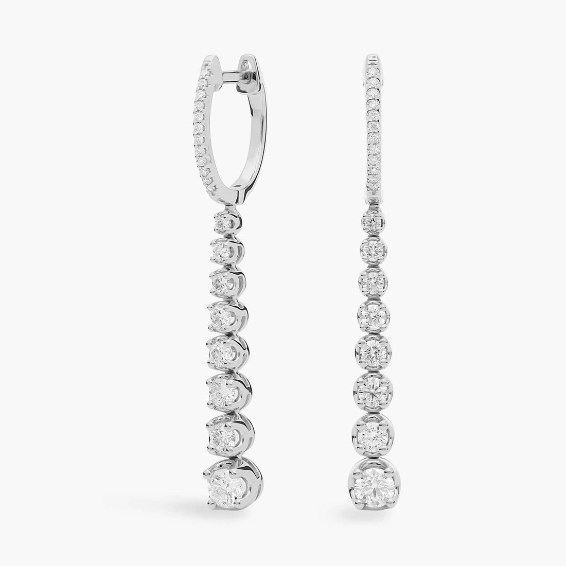 Round Cut Moissanite Graduated Drop Earrings - hero