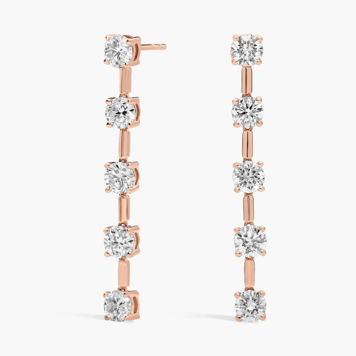 Round Cut Moissanite Five Stone Drop Earrings - view 2