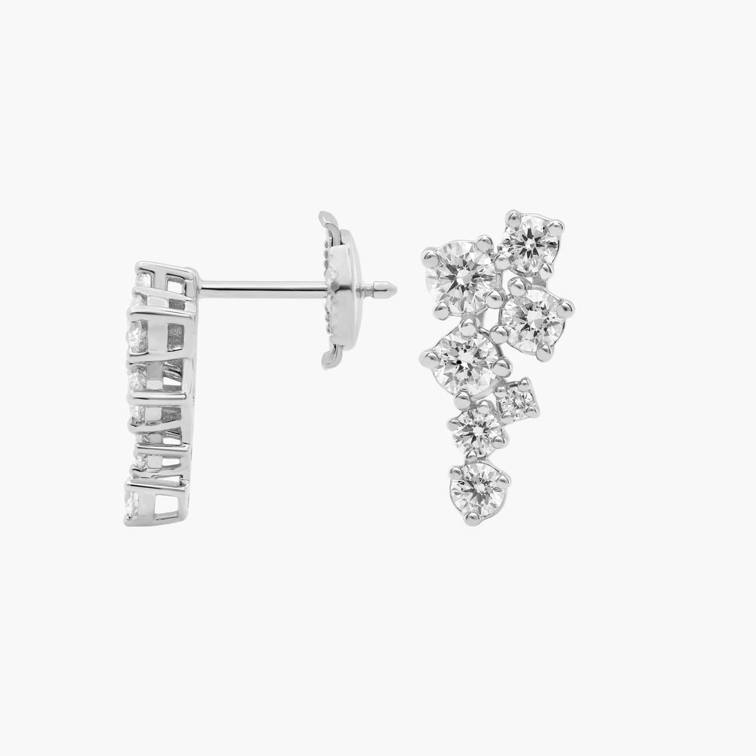 Round Cut Moissanite Scattered Ear Climber Earrings - hero