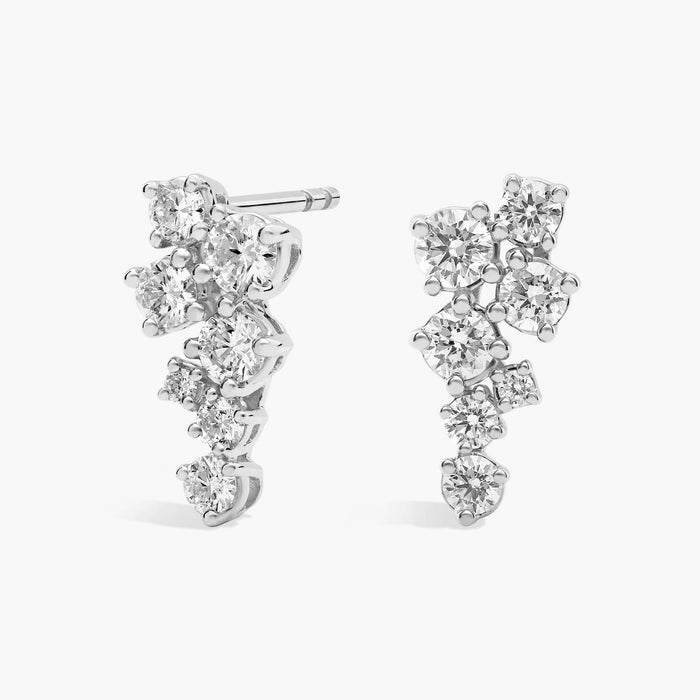 Round Cut Moissanite Scattered Ear Climber Earrings - view 2