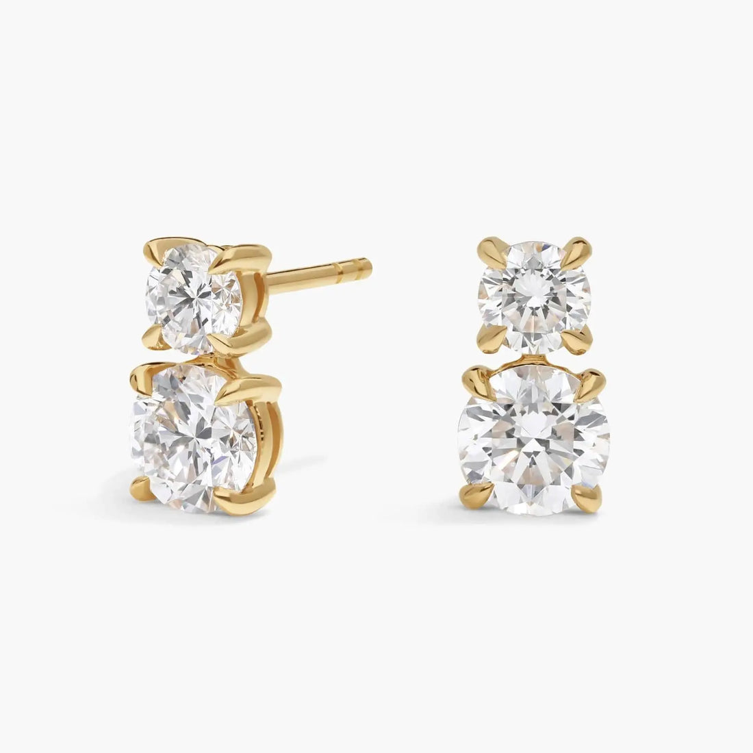 Toi Et Moi Moissanite Stud Earrings – Double Round Stone Diamond Alternative Earrings for Women | Two Stone Stud Earrings | Mapple Gems