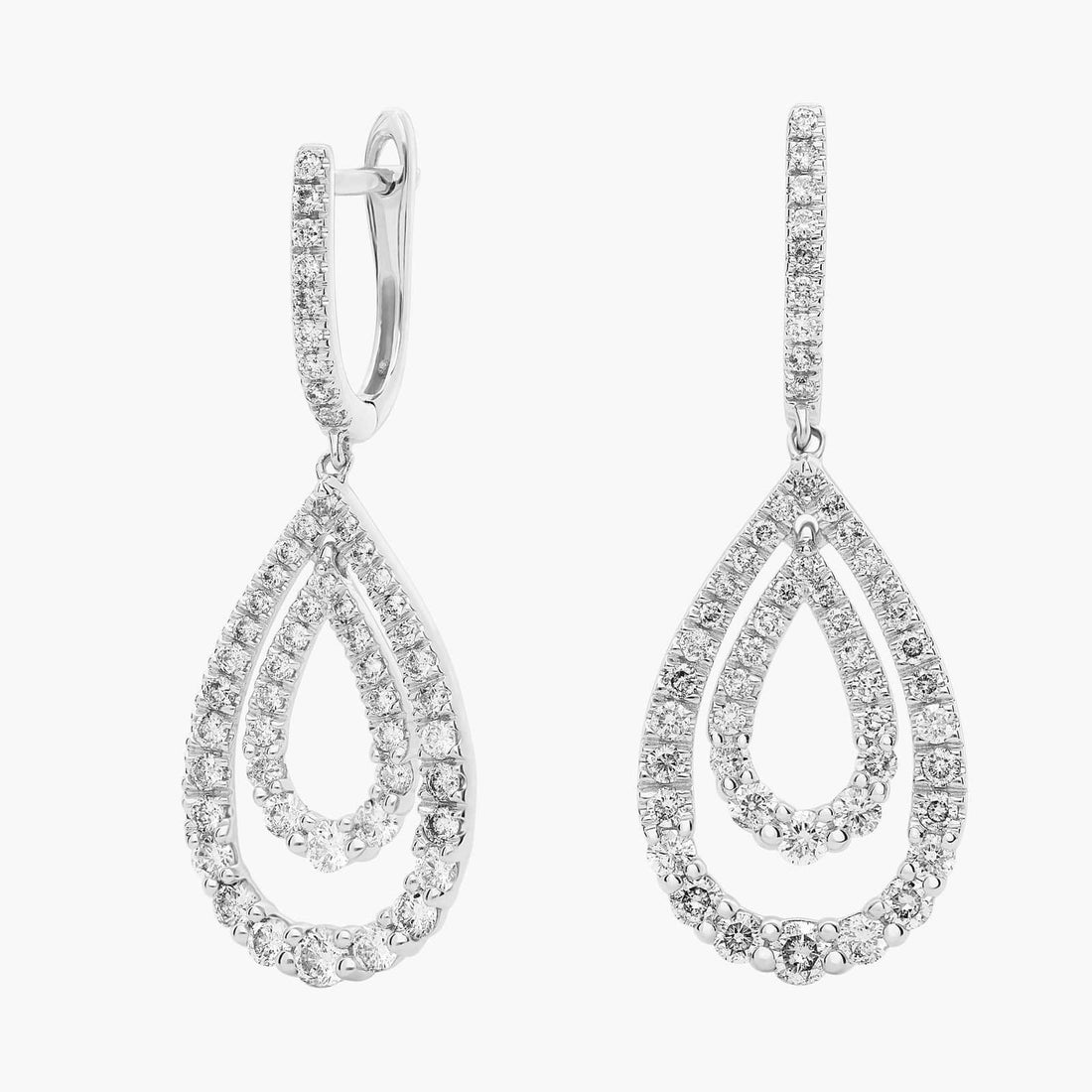 Pear Cut Moissanite Double Teardrop Drop Earrings - hero