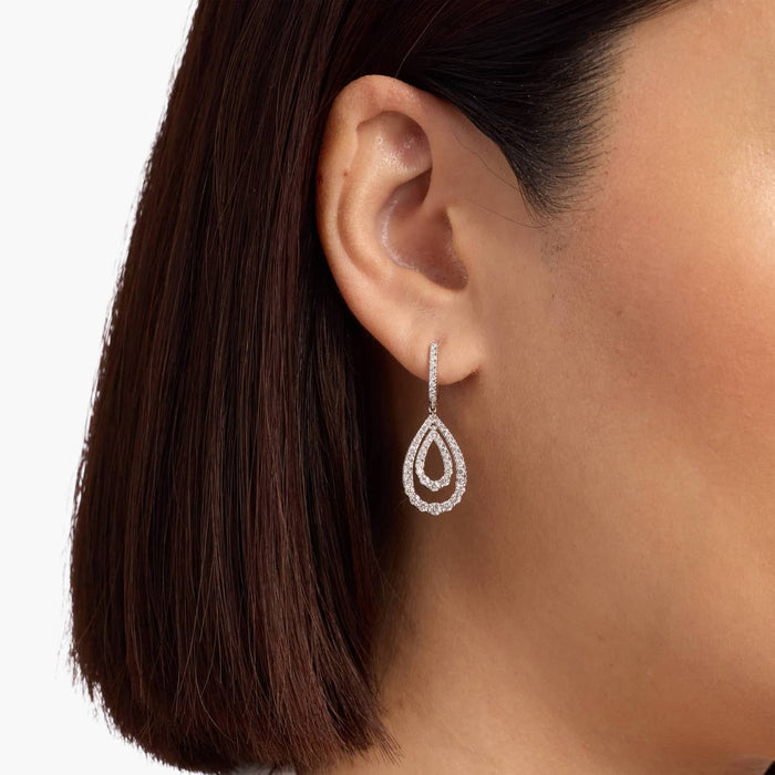 Pear Cut Moissanite Double Teardrop Drop Earrings - view 2