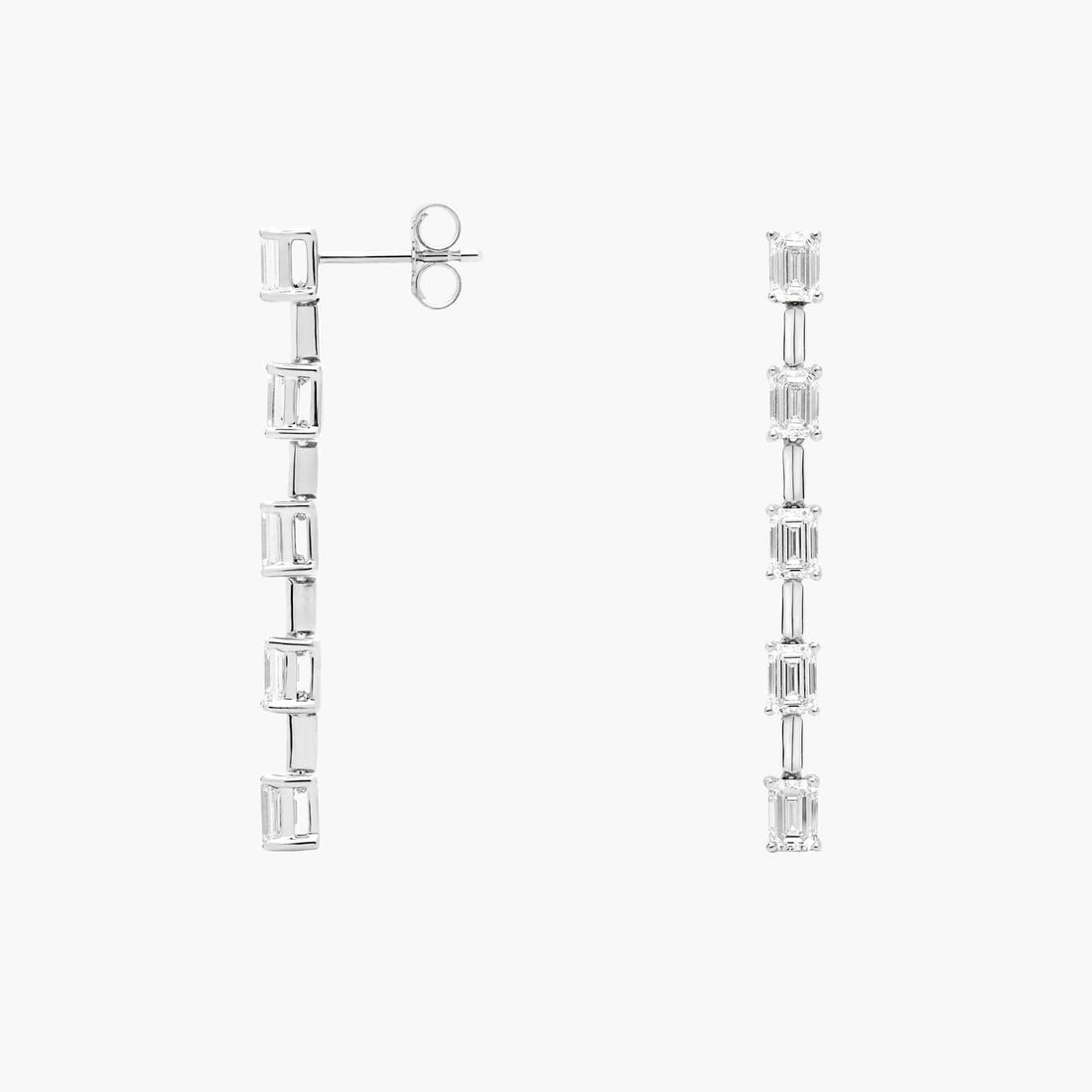Emerald Cut Moissanite Five Drop Earrings - hero