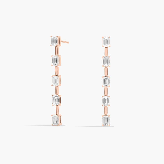 Emerald Cut Moissanite Five Drop Earrings - view 2
