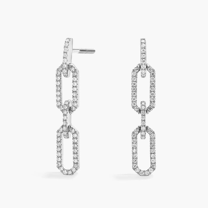 Round Cut Moissanite Pave Link Drop Earrings - view 2