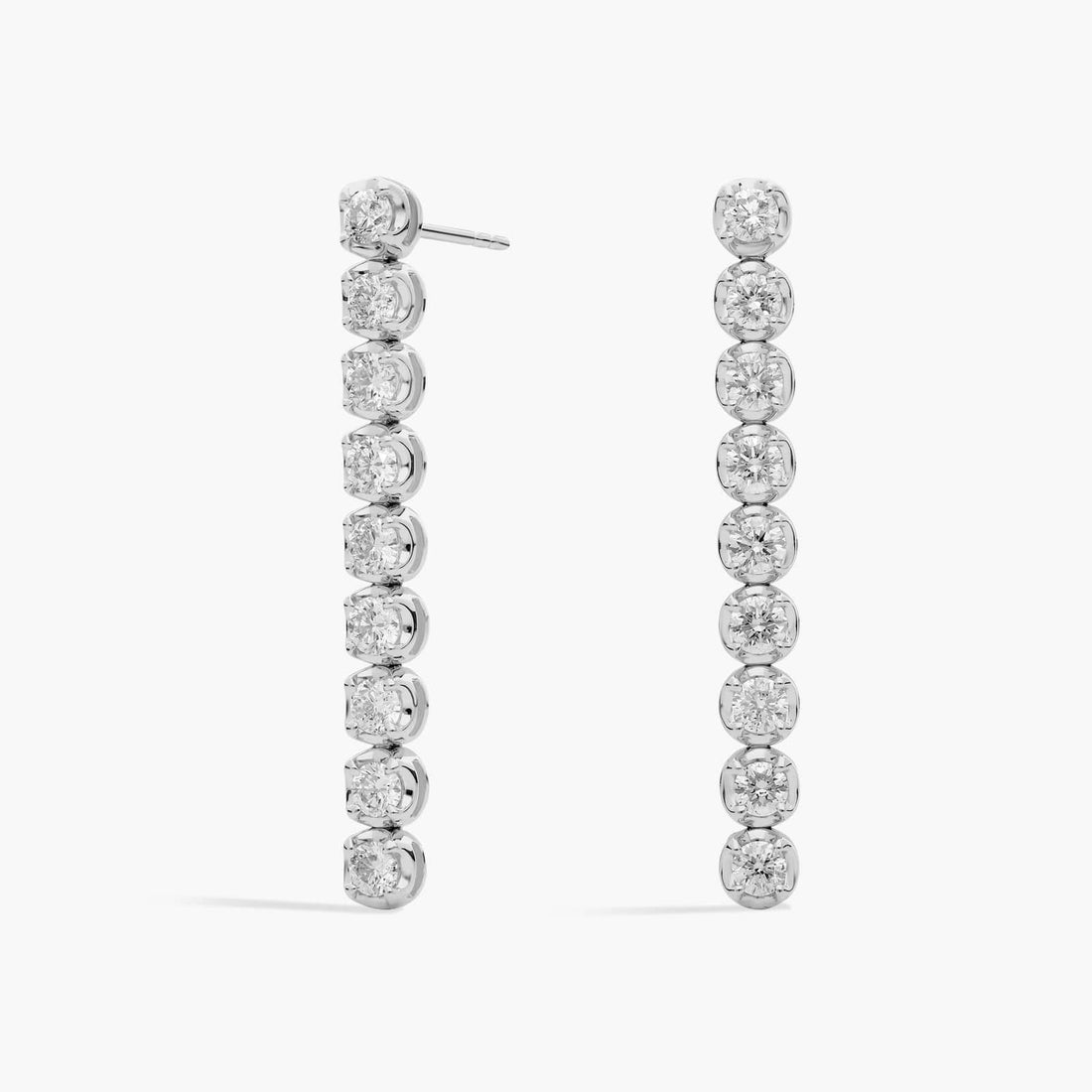 Round Cut Moissanite Graduated Drop Earrings - hero