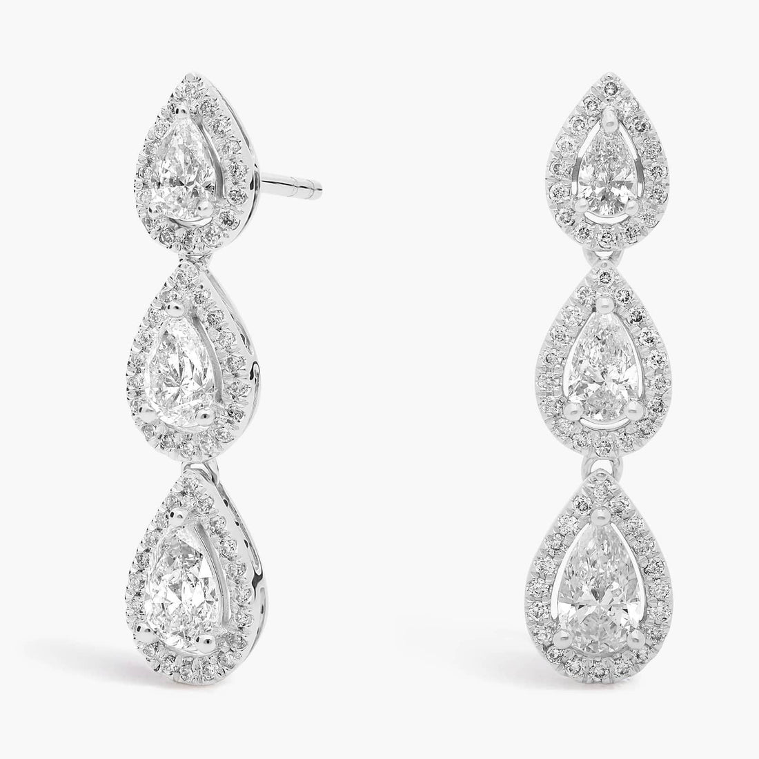 Pear Cut Moissanite Triple Drop Earrings - hero
