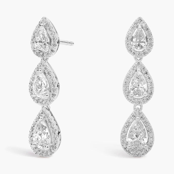 Pear Cut Moissanite Triple Drop Earrings - hero