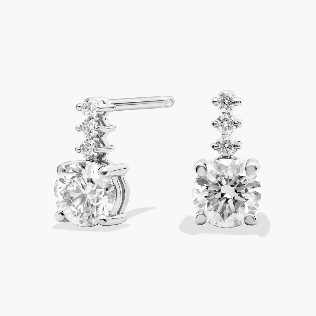 Round Cut Moissanite Accent Drop Earrings - hero