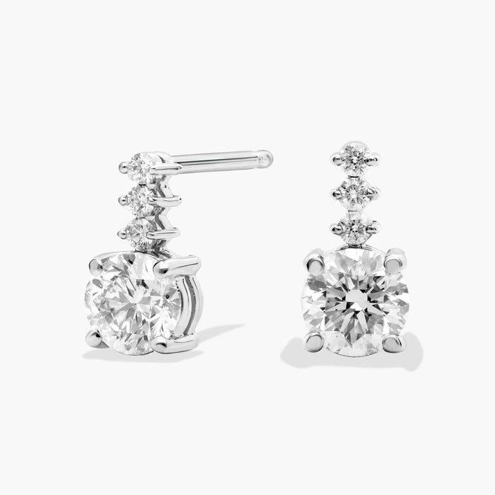 Round Cut Moissanite Accent Drop Earrings - hero