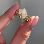 Load image into Gallery viewer, Unique Toi Et Moi Engagement Ring Set Pear Moissanite &amp; 14K Yellow Solid Gold Bridal Wedding Set