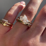 Load image into Gallery viewer, Unique Toi Et Moi Engagement Ring Set Pear Moissanite &amp; 14K Yellow Solid Gold Bridal Wedding Set