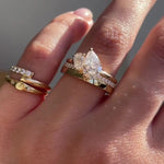 Load image into Gallery viewer, Unique Toi Et Moi Engagement Ring Set Pear Moissanite &amp; 14K Yellow Solid Gold Bridal Wedding Set