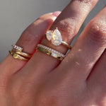 Load image into Gallery viewer, Unique Toi Et Moi Engagement Ring Set Pear Moissanite &amp; 14K Yellow Solid Gold Bridal Wedding Set