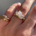 Load image into Gallery viewer, Unique Toi Et Moi Engagement Ring Set Pear Moissanite &amp; 14K Yellow Solid Gold Bridal Wedding Set
