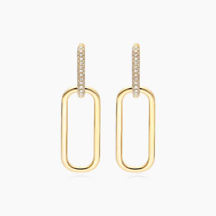 Oval Cut Moissanite Open Link Drop Earrings - hero