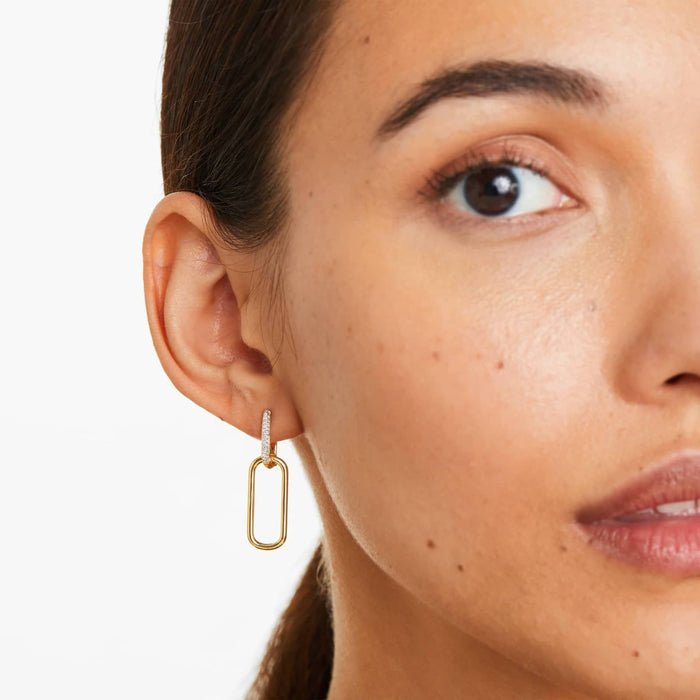 Oval Cut Moissanite Open Link Drop Earrings - view 2