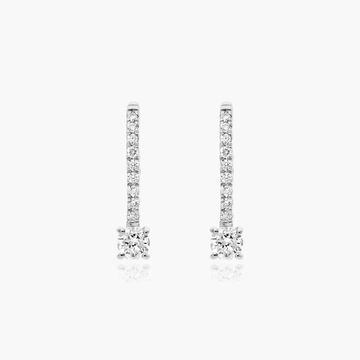 Round Cut Moissanite Pave Bar Drop Earrings - hero