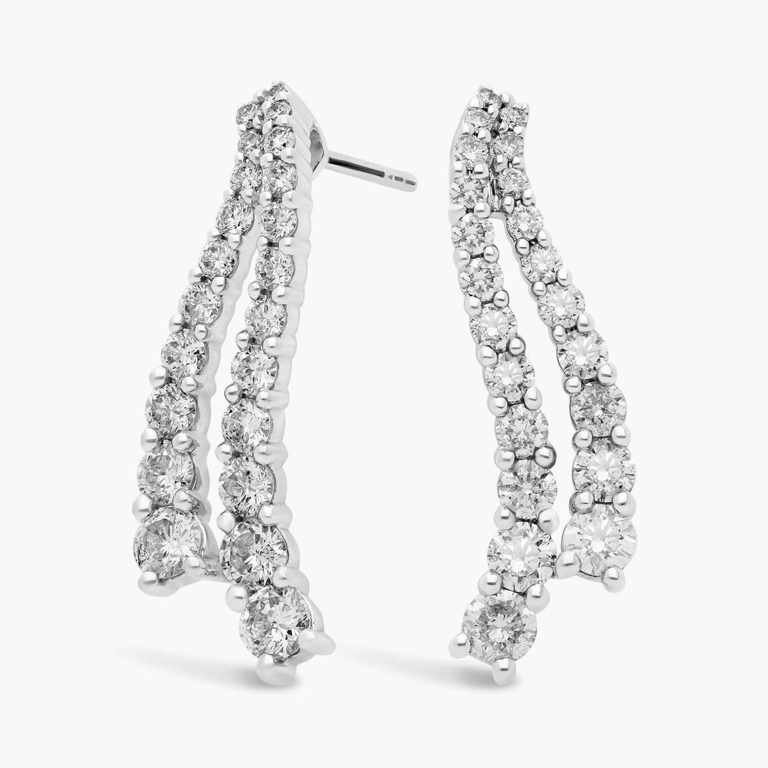 Round Cut Moissanite Double Row Ear Climber Earrings - hero
