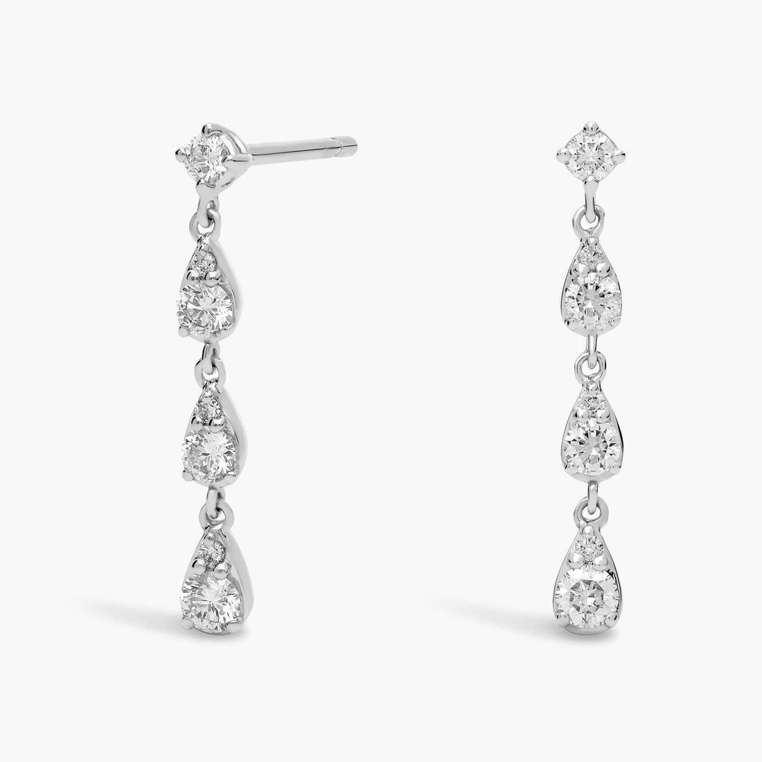 Pear Cut Moissanite Triple Drop Earrings - hero