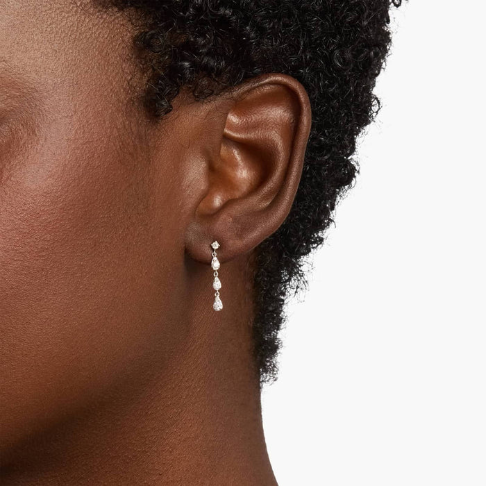 Pear Cut Moissanite Triple Drop Earrings - view 2