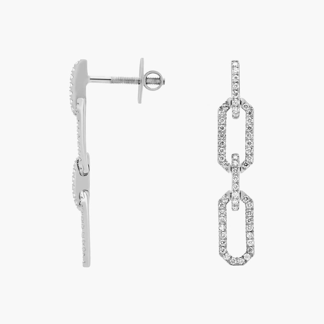 Round Cut Moissanite Pave Link Drop Earrings - hero