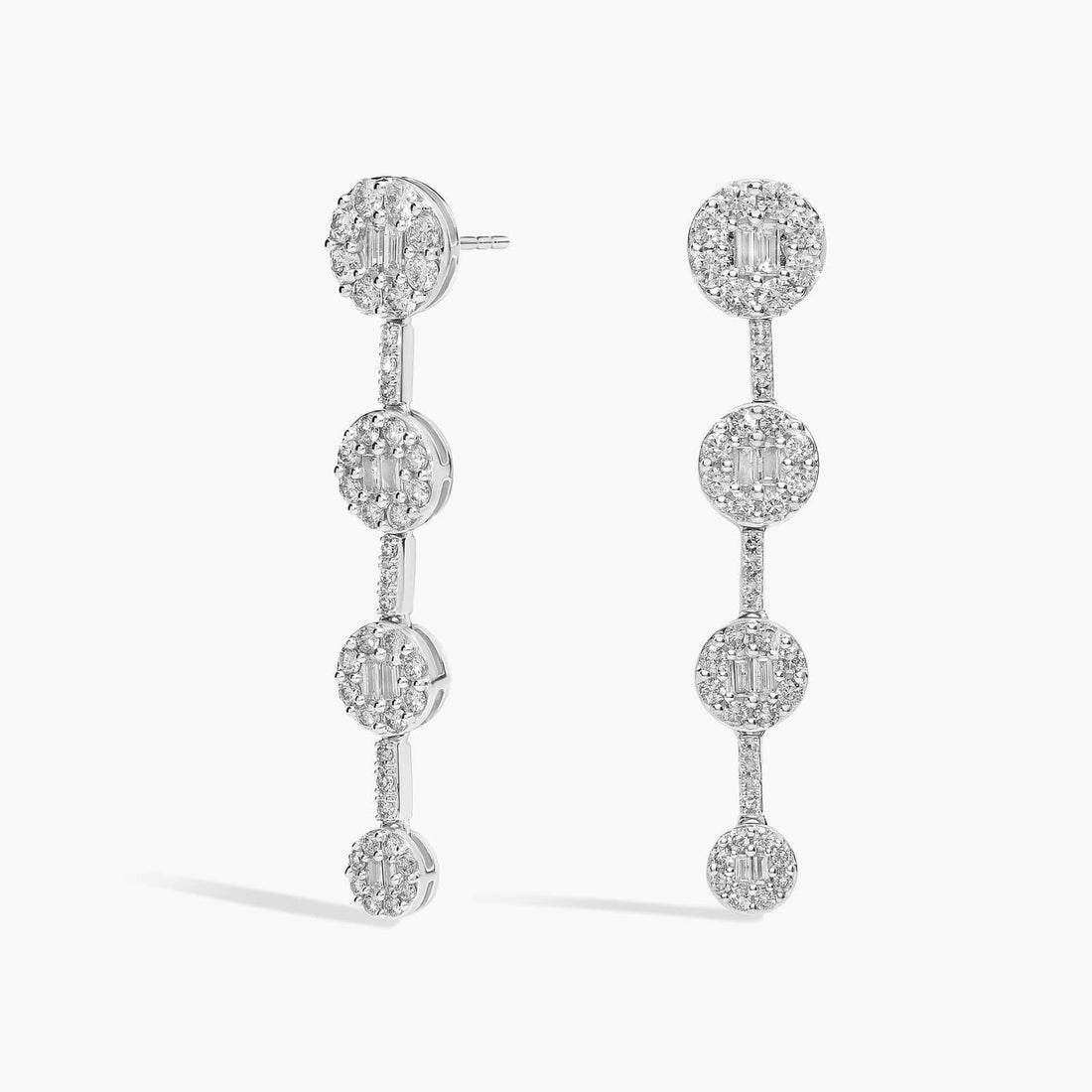 Round Cut Moissanite Halo Drop Earrings - hero