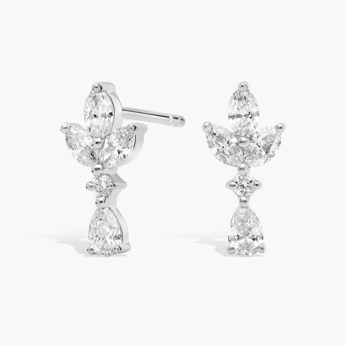 Marquise Cut Moissanite Pear Drop Earrings - view 2
