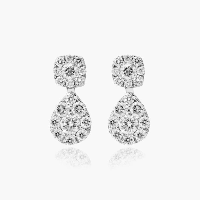 Pear Cut Moissanite Cushion Drop Earrings - view 2