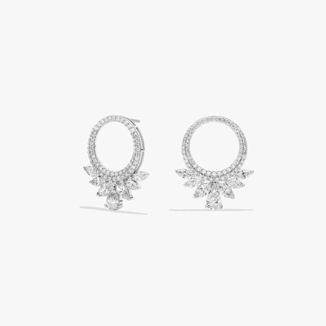 Pear Cut Moissanite Open Circle Drop Earrings - hero
