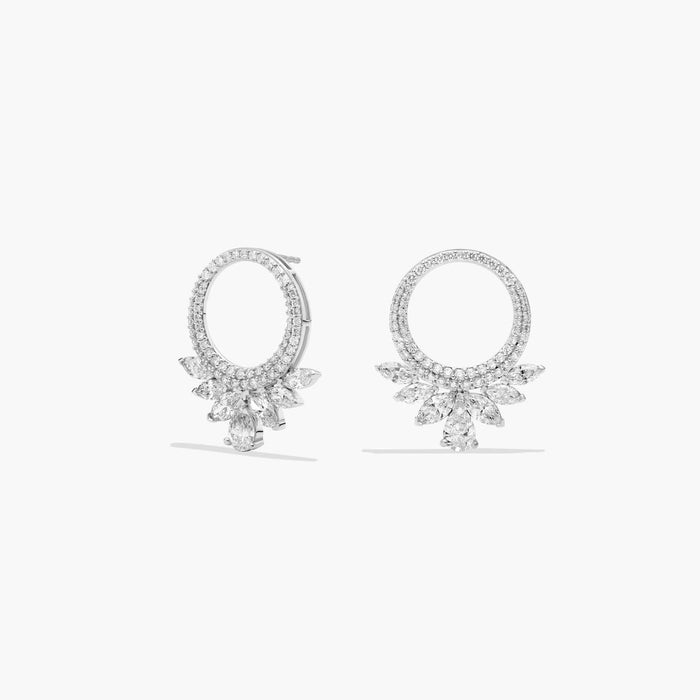 Pear Cut Moissanite Open Circle Drop Earrings - hero
