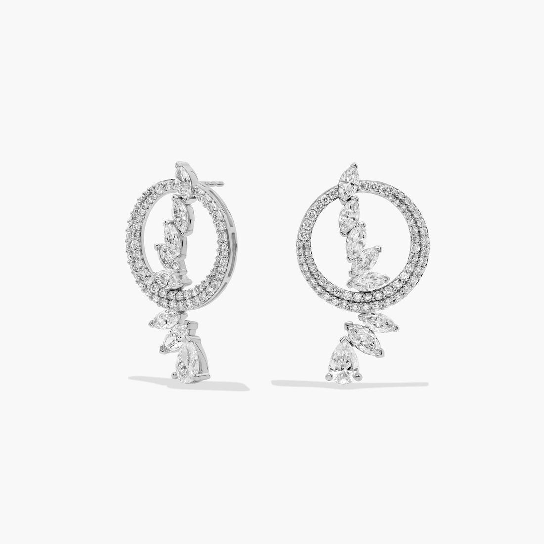 Marquise Cut Moissanite Open Circle Drop Earrings - hero