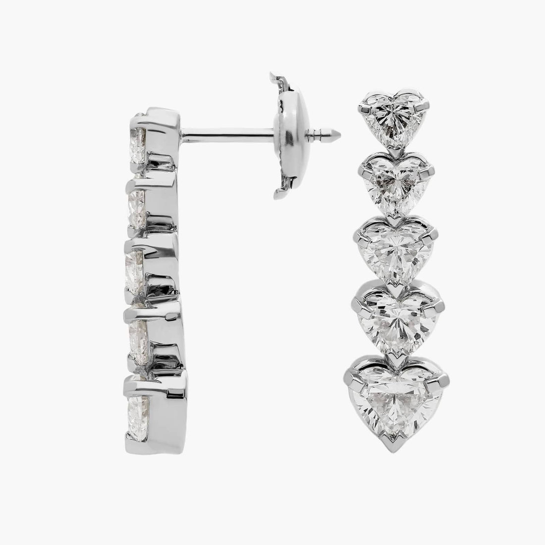 Heart Cut Moissanite Five Drop Earrings - hero