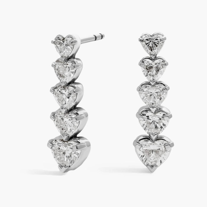 Heart Cut Moissanite Five Drop Earrings - view 2