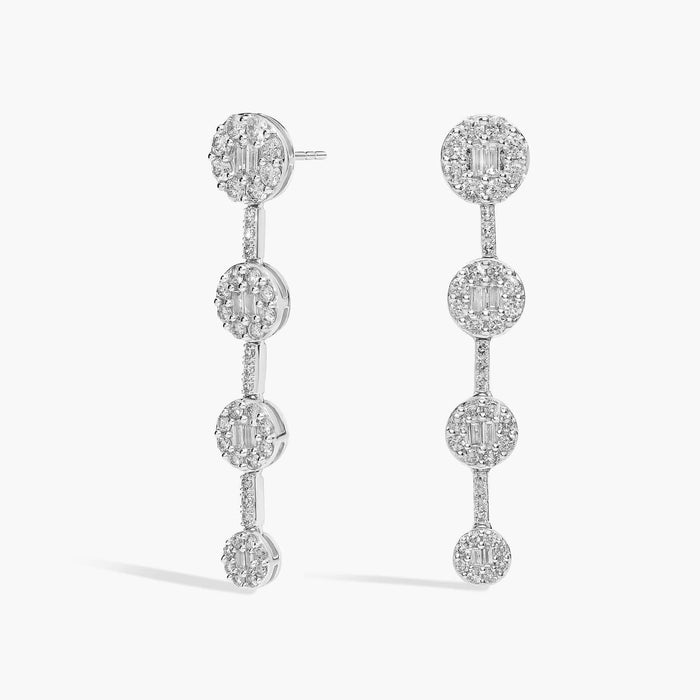 Round Cut Moissanite Halo Drop Earrings - hero