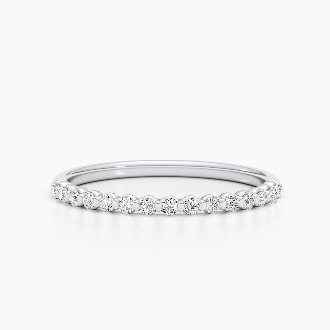 Dainty Round Lab Grown Diamond Shared Prong Half Eternity Wedding Band, 0.30 CT TW, in Silver, 10K, 