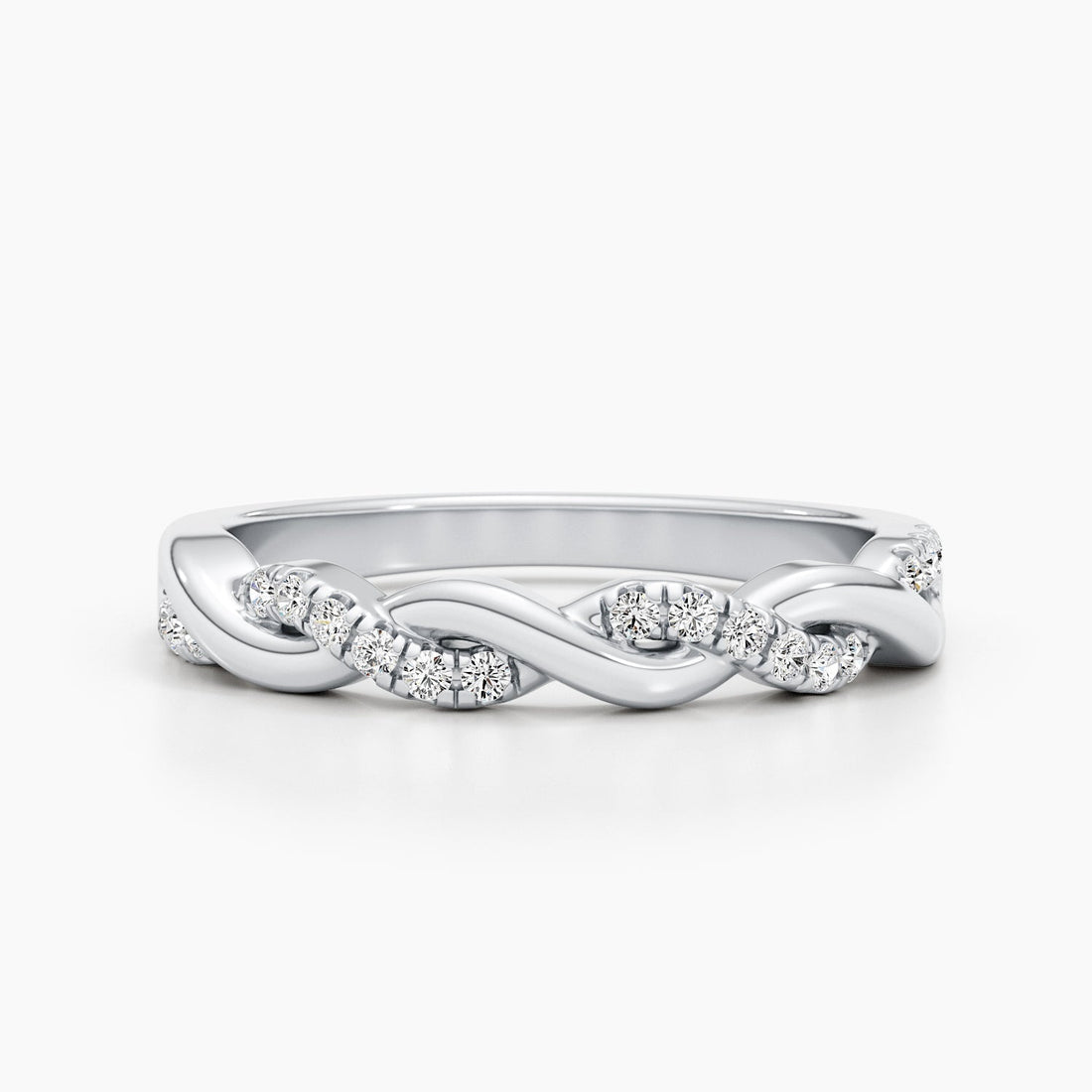 Round Lab Grown Diamond Twisted Infinity Wedding Band, 0.20 CT TW, in Silver, 10K, 14K and 18K Gold