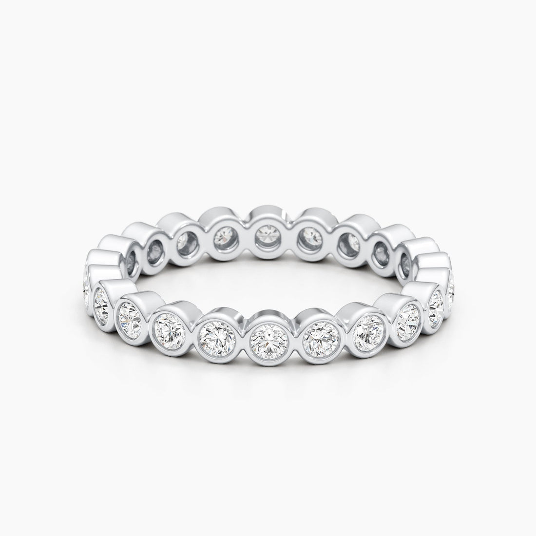 Round Lab Grown Diamond Bezel Full Eternity Wedding Band, 1.65 CT TW, in Silver, 10K, 14K and 18K Go